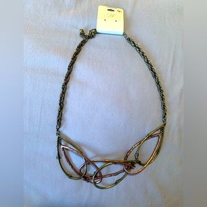NEW GIFT y2k two tone metal necklace unique NWT lead & nickel free **2 for 20*